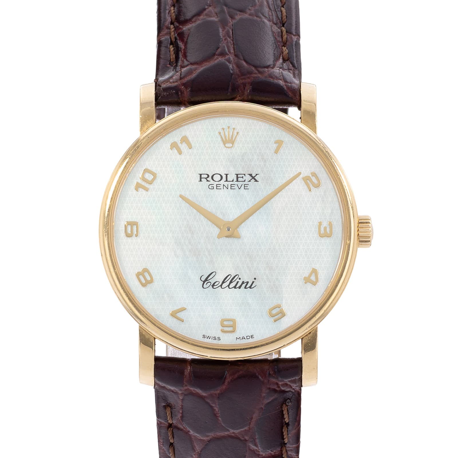 Rolex Cellini 5115/8 32mm Mother of Pearl 18k Yellow Gold Mens Watch Card 2015