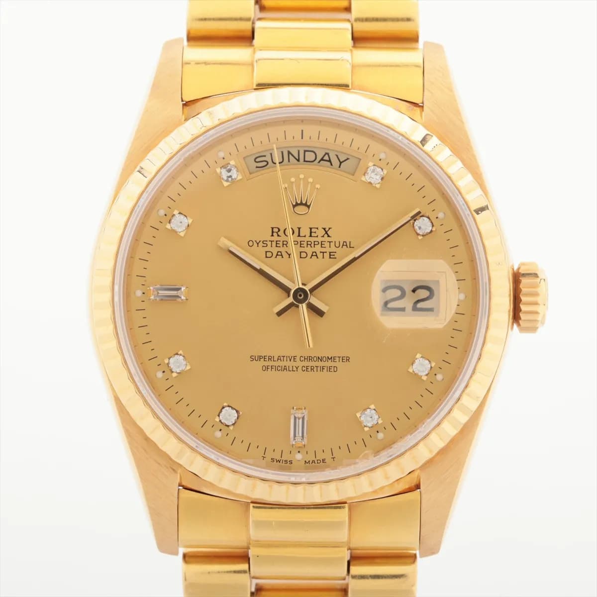 Rolex Day Date 36 18038A YG YG AT Champagne-Face 1 Extra Link