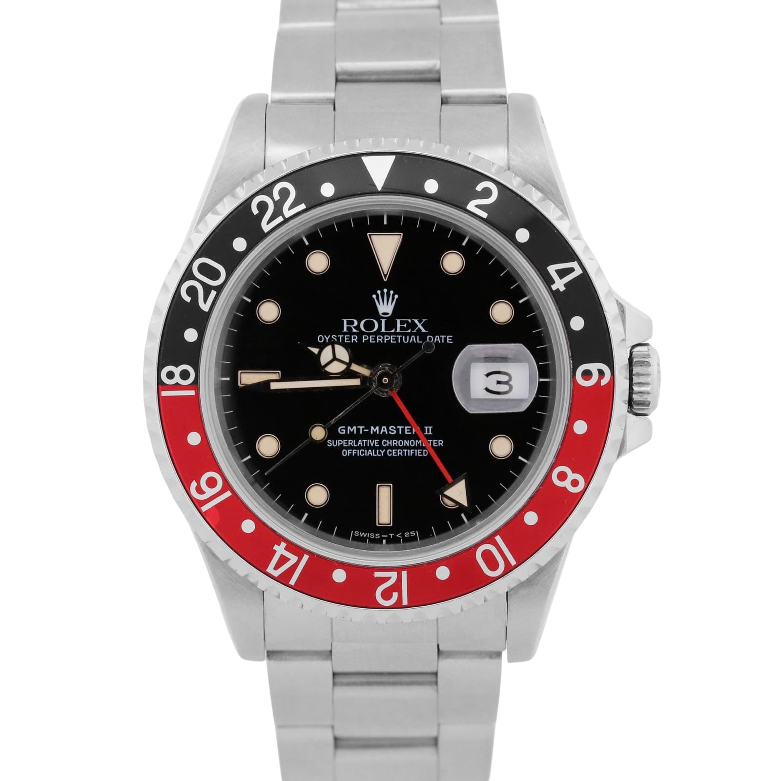 1990 Rolex GMT-Master II 16710 40mm Patina Coke Black Red Steel Oyster Watch Box