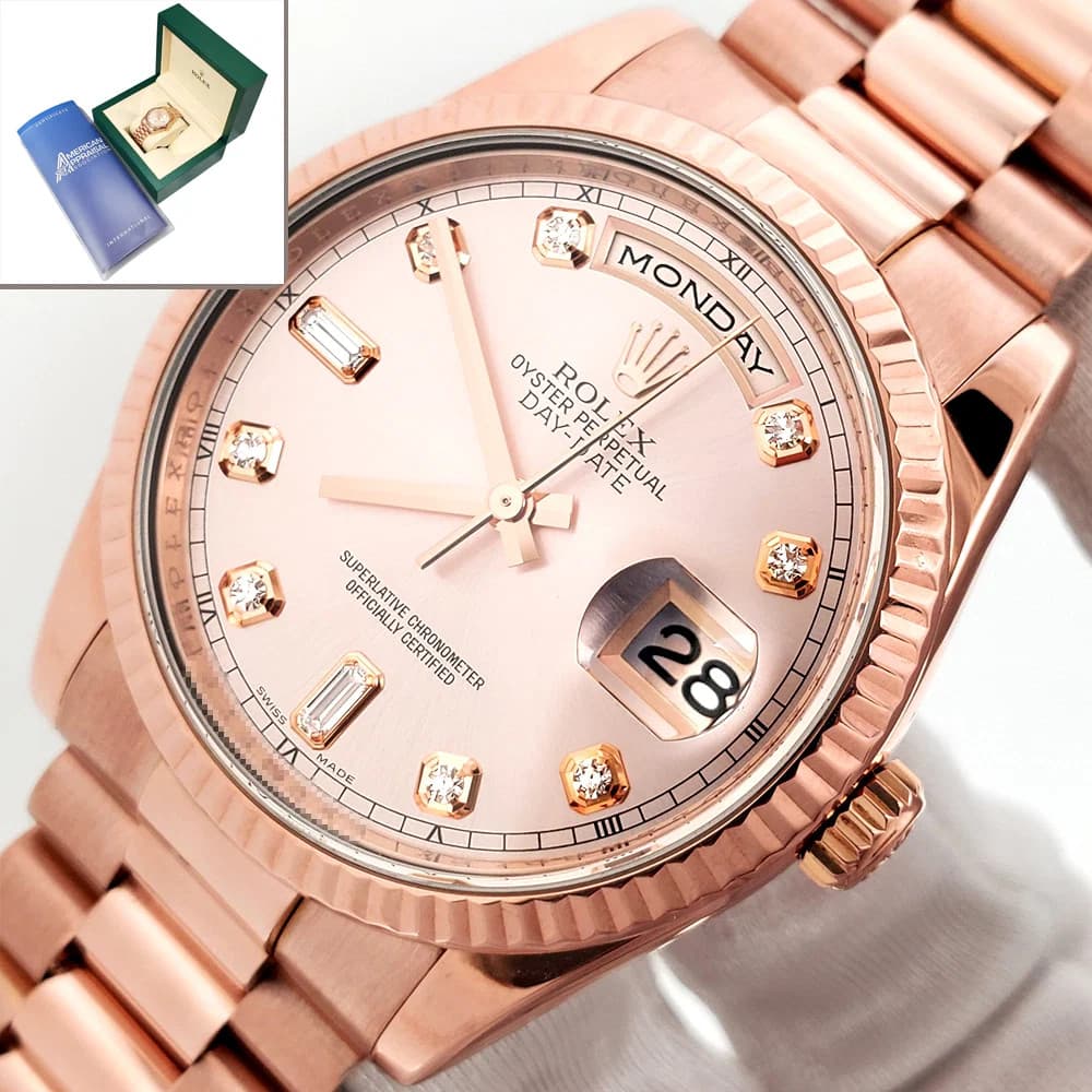 Rolex President Rose Gold Day-Date 118235 F Factory Pink Diamond 36mm Box/Apr