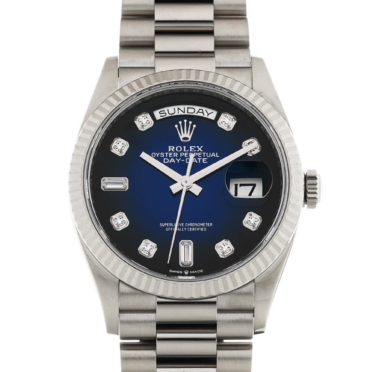 ROLEX Day-Date 36 128239A blue ombre/diamond WATCH 713590