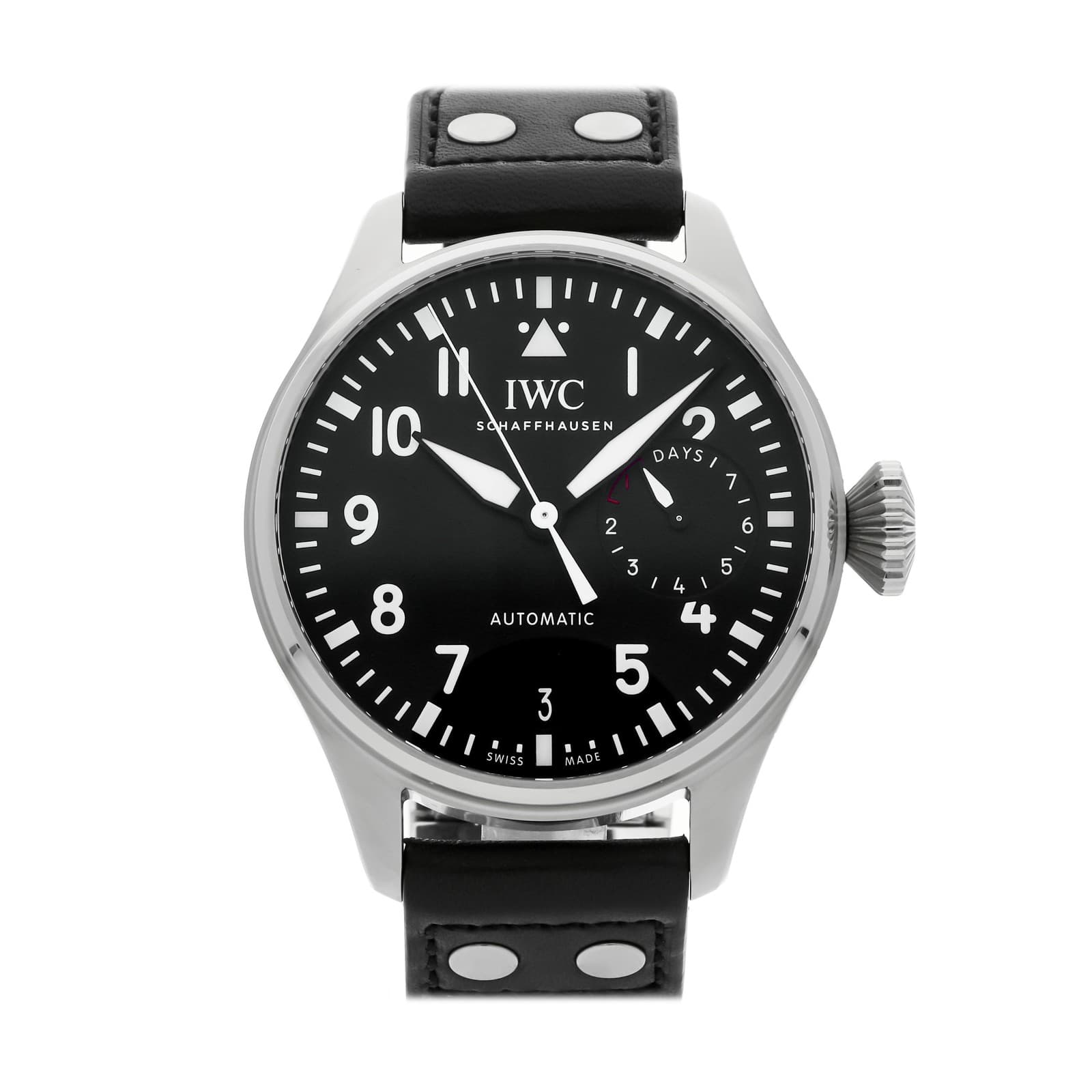 IWC Big Pilot's Watch Steel Auto 46mm Black Dial Strap Watch IW5010-01