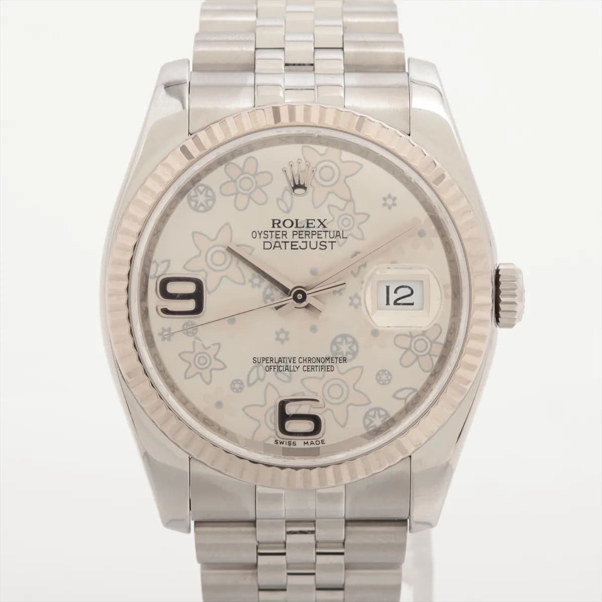Rolex DATEJUST 36 116234 SS×WG SS AT Silver flower dial