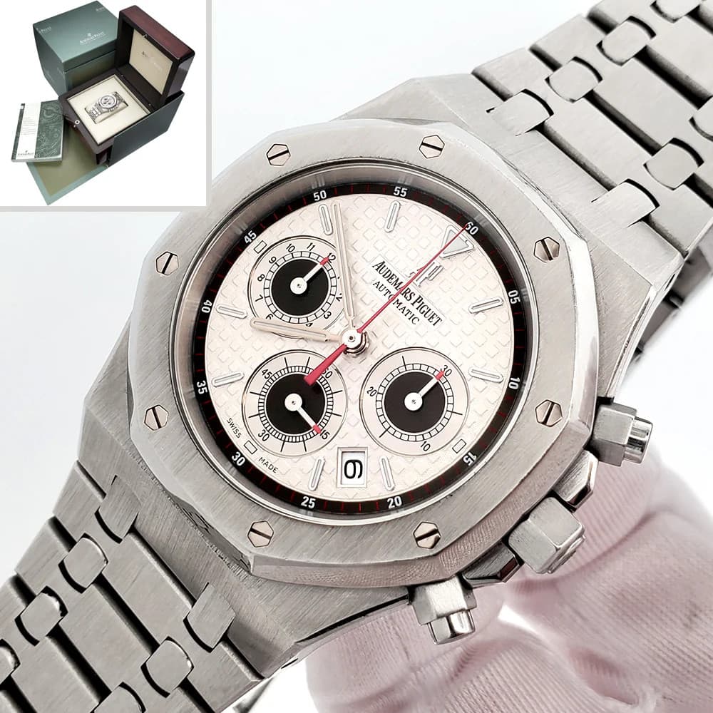 Audemars Piguet Royal Oak Silver Panda Steel Chronograph 39mm 26300ST Box Papers