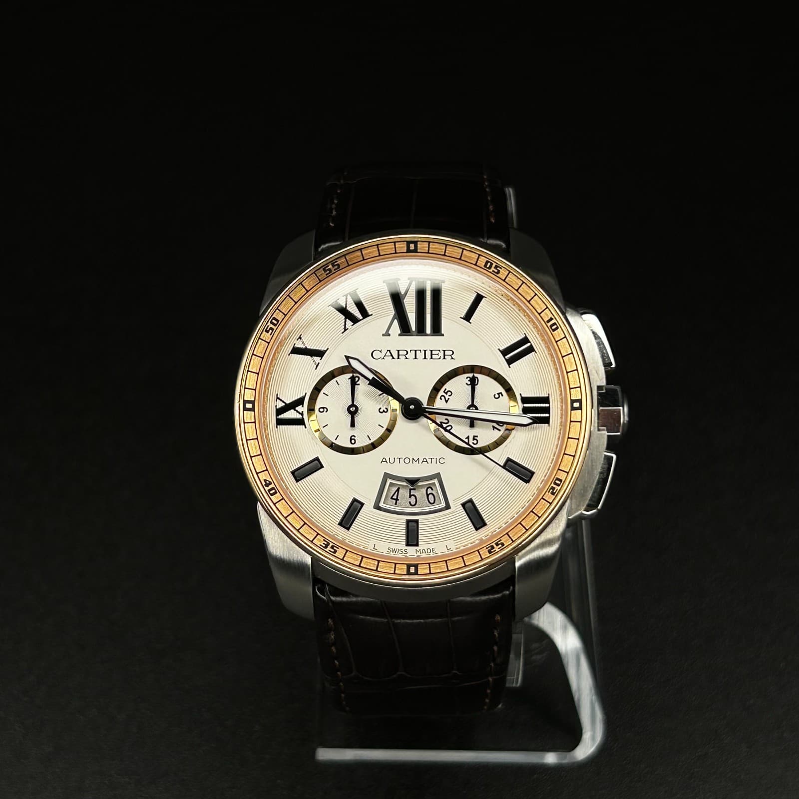 Cartier Calibre de Cartier Chrono Two-Tone 18K Rose Gold & Steel W7100043
