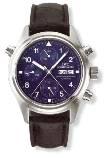 IWC Schaffhausen Pilot's Watch Doppelchronograph Platinum / Blue / German / Strap
