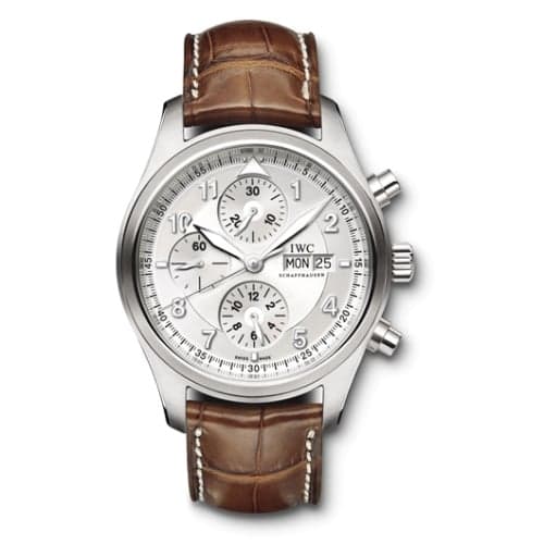 IWC Schaffhausen Pilot's Watch Spitfire Chronograph Stainless Steel / Silver / Strap