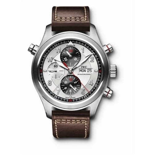 IWC Schaffhausen Pilot's Watch Spitfire Double Chronograph Stainless Steel / Panda / Strap