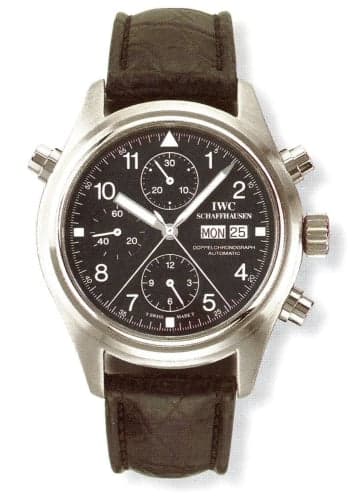IWC Schaffhausen Pilot's Watch Doppelchronograph Stainless Steel / Black / French / Strap