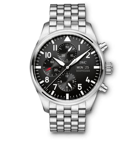 IWC Schaffhausen Pilot's Watch Chronograph Stainless Steel / Black / Bracelet