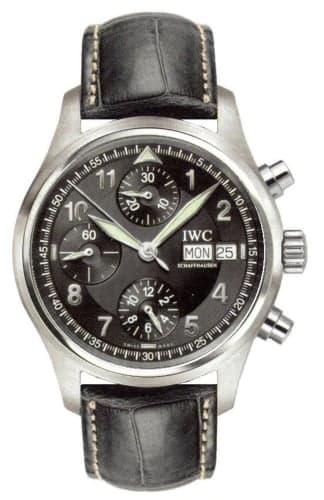 IWC Schaffhausen Pilot's Watch Spitfire Chronograph Stainless Steel / Black / Spanish / Strap