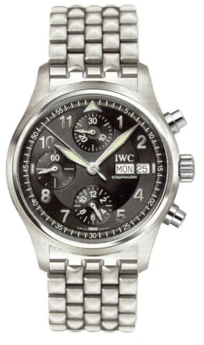 IWC Schaffhausen Pilot's Watch Spitfire Chronograph Stainless Steel / Black / Spanish / Bracelet