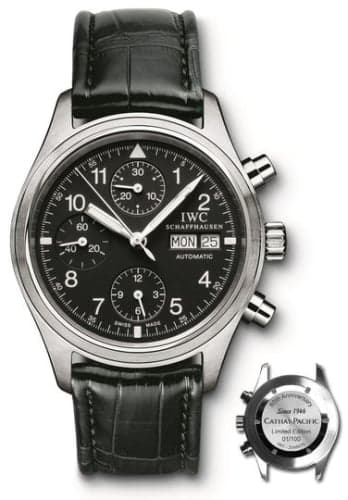 IWC Schaffhausen Pilot's Watch Chronograph Stainless Steel / Black / Cathay Pacific