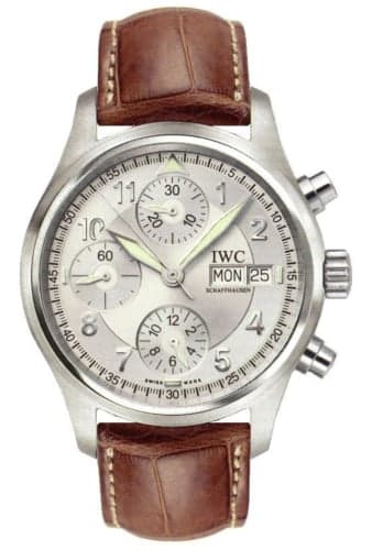 IWC Schaffhausen Pilot's Watch Spitfire Chronograph Stainless Steel / Silver / Spanish / Strap