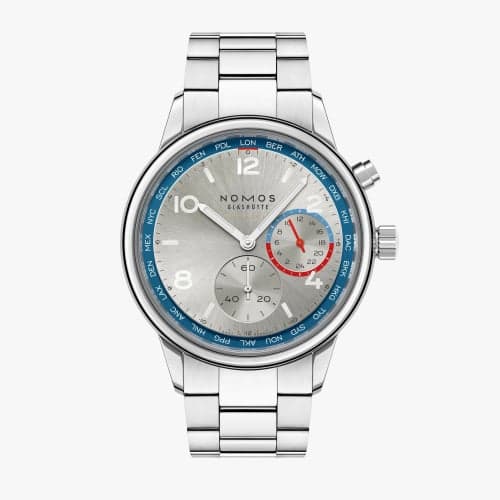 Nomos Glashütte Club Sport Neomatik Worldtimer Silver / Closed Case Back