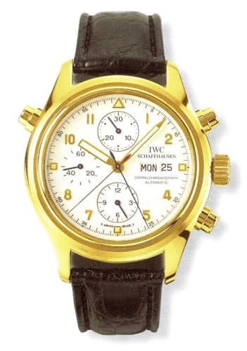 IWC Schaffhausen Pilot's Watch Doppelchronograph Yellow Gold / White / Italian / Strap
