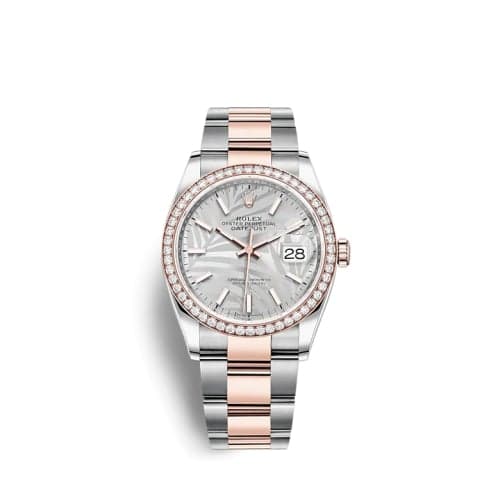Rolex Datejust 36 Stainless Steel / Everose / Diamond / Silver - Palm / Oyster