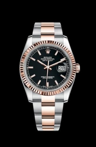Rolex Datejust 36 Rolesor Everose Fluted / Oyster / Black