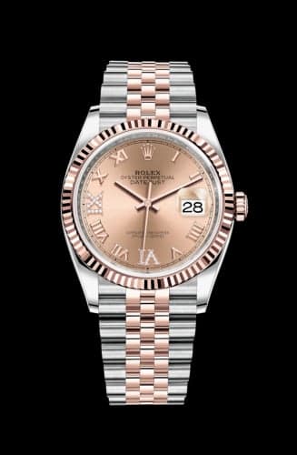 Rolex Datejust 36 Stainless Steel / Everose / Fluted / Rose Roman Diamond / Jubilee