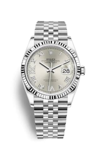 Rolex Datejust 36 Stainless Steel / Fluted / Silver Roman-Diamonds / Jubilee