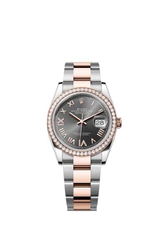 Rolex Datejust 36 Stainless Steel - Everose - Diamond / Slate Roman Diamond / Oyster