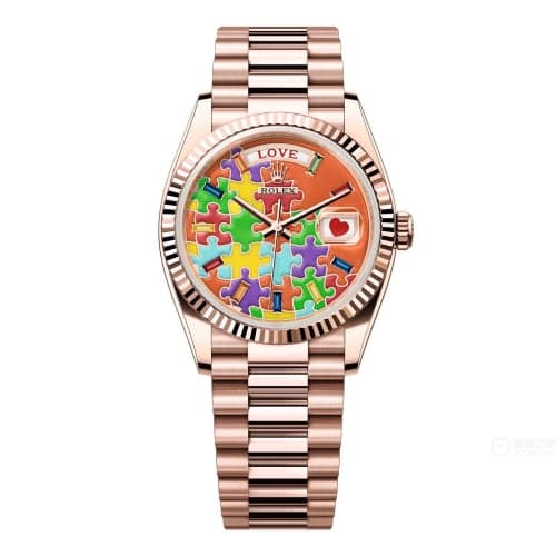 Rolex Day-Date 36 Everose Gold - Fluted / Emoji Puzzle
