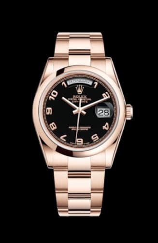 Rolex Day-Date 36 Everose Domed / Oyster / Black Arabic