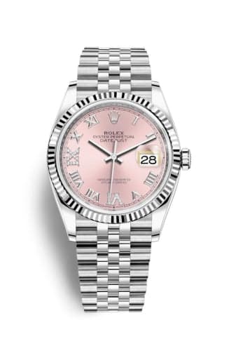 Rolex Datejust 36 Stainless Steel / Fluted / Pink Roman-Diamonds / Jubilee