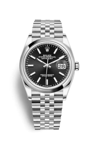 Rolex Datejust 36 Stainless Steel / Domed / Black / Jubilee