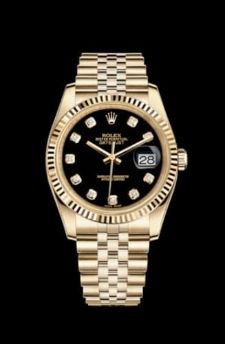 Rolex Datejust 36 Yellow Gold Fluted / Jubilee / Black Diamonds