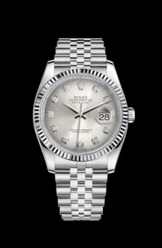 Rolex Datejust 36 Stainless Steel Fluted / Jubilee / Silver Diamond