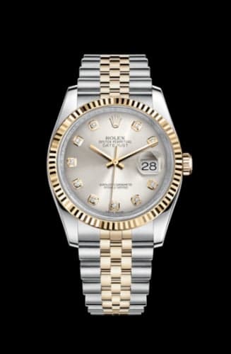 Rolex Datejust 36 Rolesor Yellow Fluted / Jubilee / Silver Diamonds