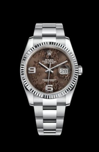Rolex Datejust 36 Stainless Steel Fluted / Oyster / Chocolate Floral