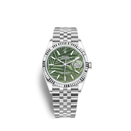 Rolex Datejust 36 Stainless Steel / Fluted / Green - Palm / Jubilee