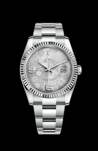 Rolex Datejust 36 Stainless Steel Fluted / Oyster / Silver Floral