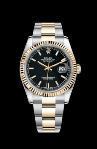 Rolex Datejust 36 Rolesor Yellow Fluted / Oyster / Black