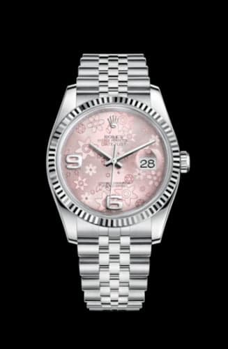 Rolex Datejust 36 Stainless Steel Fluted / Jubilee / Pink Floral