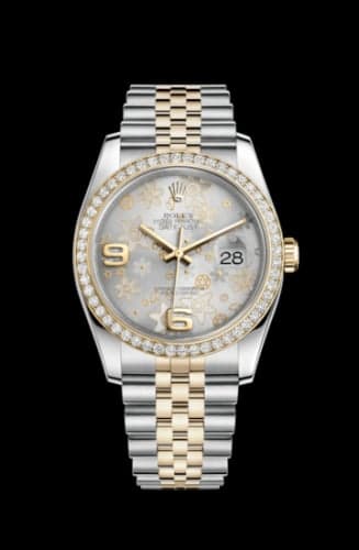 Rolex Datejust 36 Rolesor Yellow Diamond / Jubilee / Silver Floral