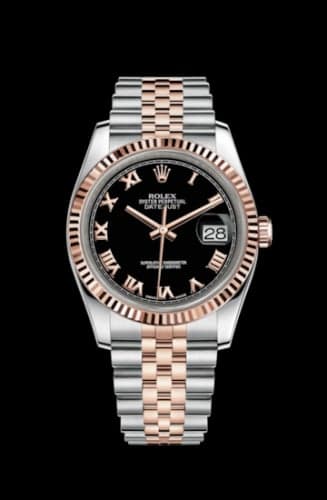 Rolex Datejust 36 Rolesor Everose Fluted / Jubilee / Black Roman