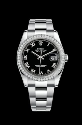 Rolex Datejust 36 Stainless Steel Diamond / Oyster / Black Roman