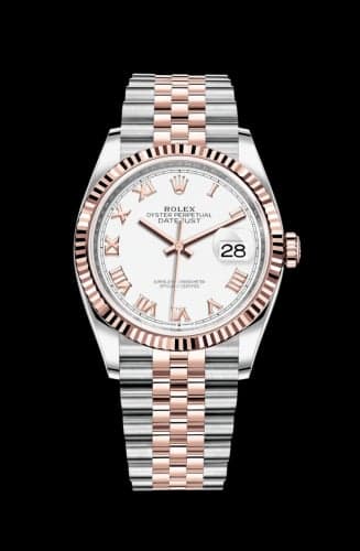 Rolex Datejust 36 Stainless Steel / Everose / Fluted / White Roman / Jubilee