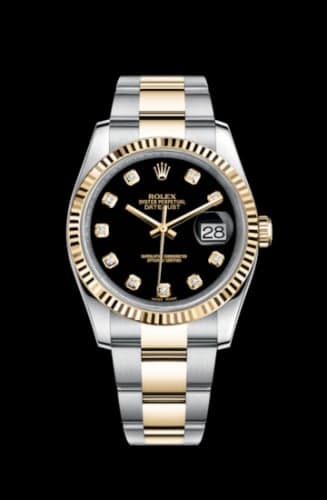 Rolex Datejust 36 Rolesor Yellow Fluted / Oyster / Black Diamond