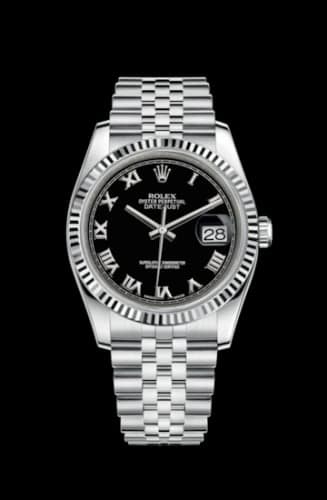Rolex Datejust 36 Stainless Steel Fluted / Jubilee / Black Roman