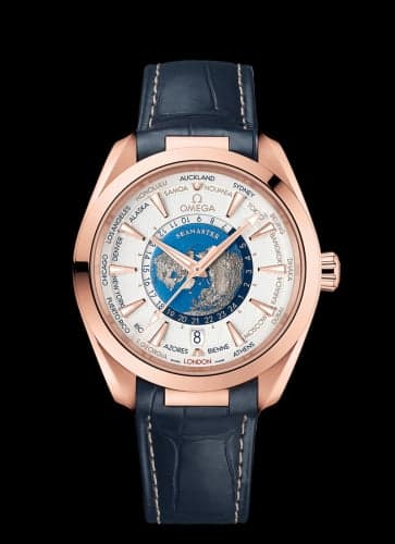 Omega Seamaster Aqua Terra 150M Master Chronometer 43 Worldtimer Sedna Gold / Silver / Alligator