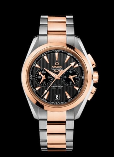 Omega Seamaster Aqua Terra 150M Co-Axial 43 GMT Chronograph Stainless Steel / Red Gold / Grey / Bracelet