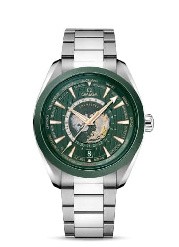 Omega Seamaster Aqua Terra 150M Master Chronometer 43 Worldtimer Stainless Steel - Ceramic / Green / Bracelet
