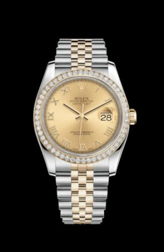 Rolex Datejust 36 Rolesor Yellow Diamond / Jubilee / Champagne Roman