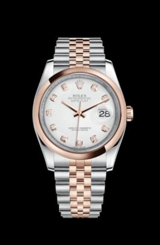 Rolex Datejust 36 Rolesor Everose Domed / Jubilee / White Diamond