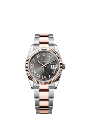Rolex Datejust 36 Stainless Steel - Everose - Fluted / Slate Roman Diamond / Oyster