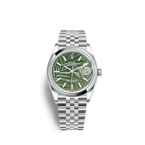 Rolex Datejust 36 Stainless Steel / Domed / Green Palm / Jubilee